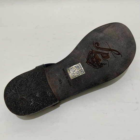 FREE PEOPLE La Risa Black Leather Flat Sandal Summer Strappy Sandal 39.5 - Picture 11 of 12